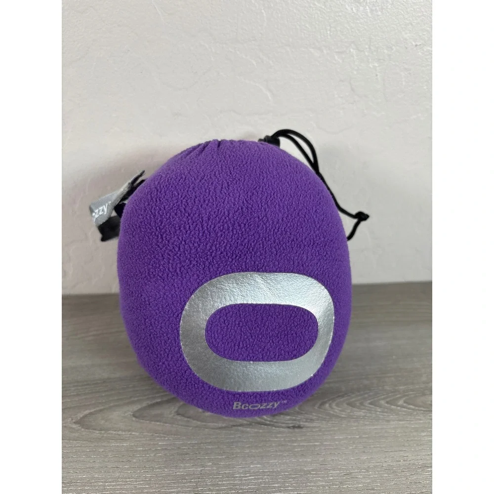 BCOZZY Chin Supporting Travel Neck Pillow Purple Fleece w Storage Bag Accessory